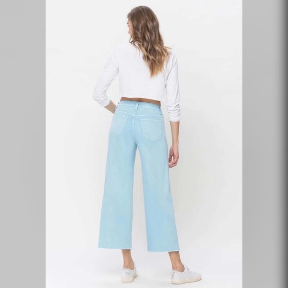 Vervet Pastel Turquoise Wide Leg Crop Jeans - Picture 5 of 7